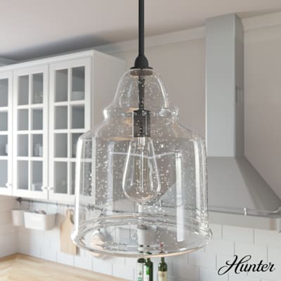 Dunshire Bell Clear Seeded Glass 1 Light 12 Inch Medium Pendant