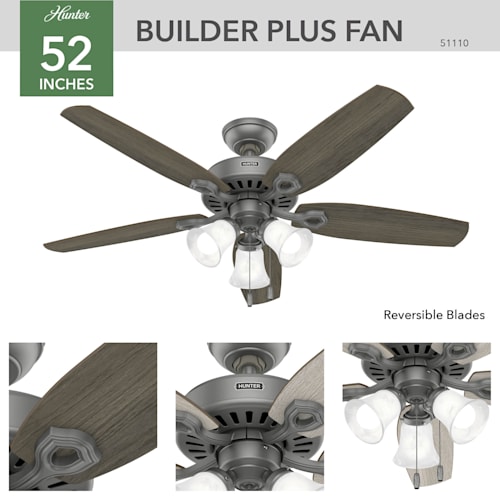 Builder Plus with 3 Lights 52 inch with Grey blades Ceiling ...