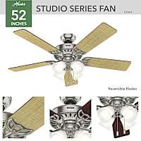 Hunter 52 inch Studio Series Ceiling Fan with LED Light Kit and Pull Chain  – Hunter Fan