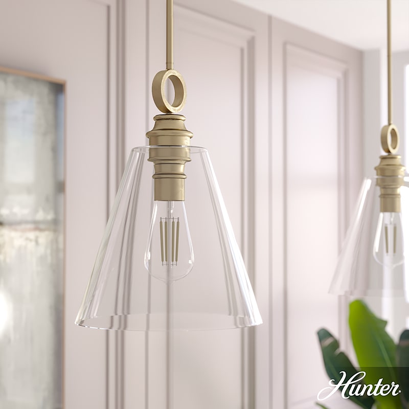 Hunter Klein Glass Pendant 1 Light Alturas Gold