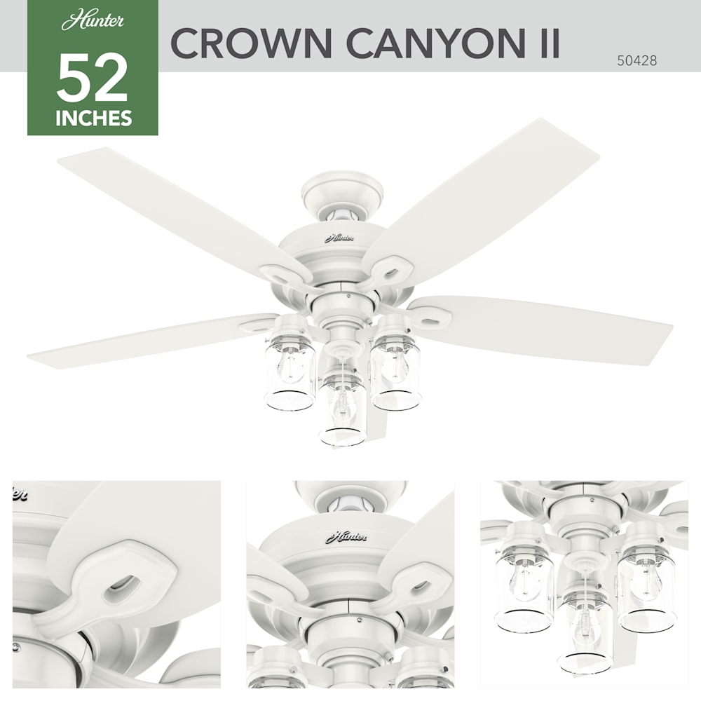 Ceiling Fan Light Kit Crown Canyon 52 In LED Outdoor Home Decor Fresh White 