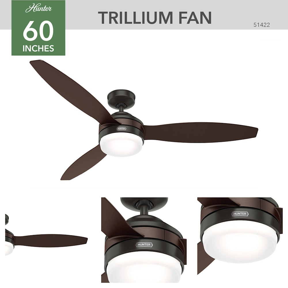Trillium with LED Light 60 Inch Ceiling Fan | Hunter Fan