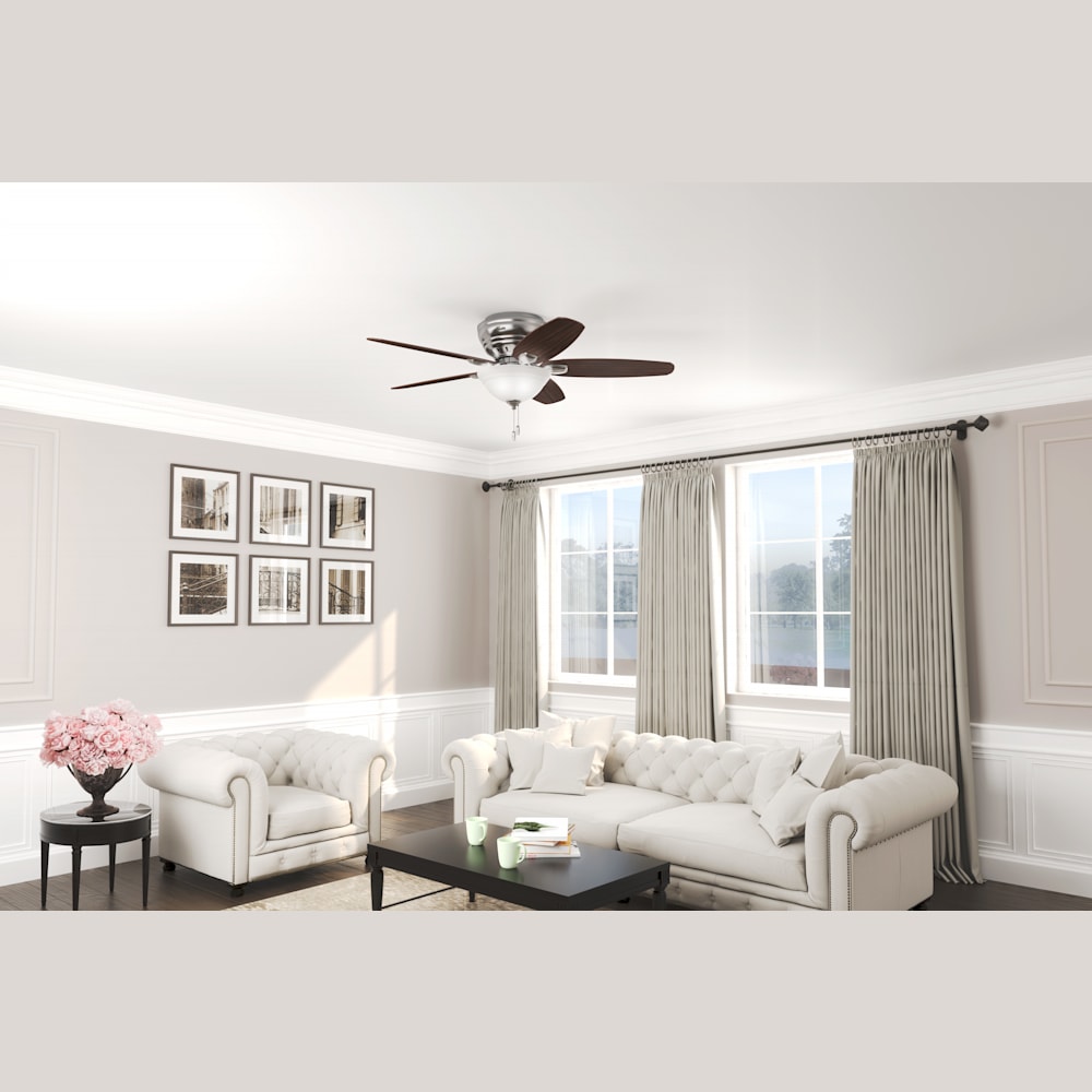 Brushed Nickel Hunter 53001 Fremont 52-Inch Low Profile Ceiling Fan with Light 