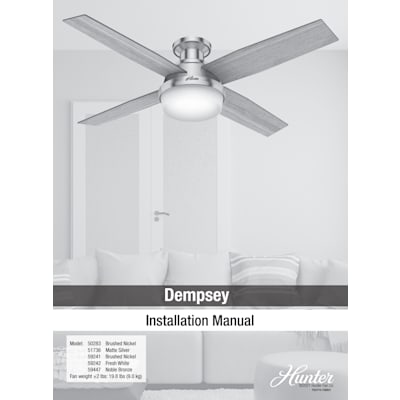 Noble Bronze Hunter Fan Company Dempsey 52" Low Profile Ceiling Fan with Light 