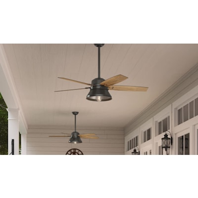 52" Ceiling Fan With LED Light Fixture Downrod For Outdoor Patio Porch Garage 