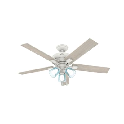 Hunter Whisper Quiet Ceiling Fan White with Bright 4 LED Lights 52 in Large Room 