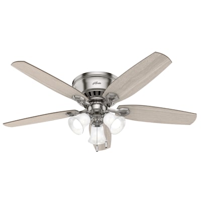 Details about   Hunter Fan 52 inch Low Profile Brushed Nickel Ceiling Fan with Light and Remote 