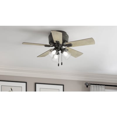 Hunter Crestfield 42" Low Profile Ceiling Fan w/ LED Light and Pull Chain White 