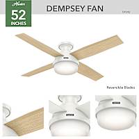 Dempsey Low Profile with Light and Remote Control 52 inch