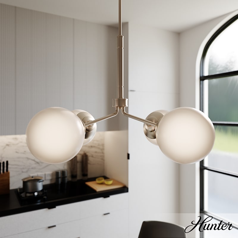 Hunter Hepburn 4-Light Brushed Nickel Modern/Contemporary Led Chandelier