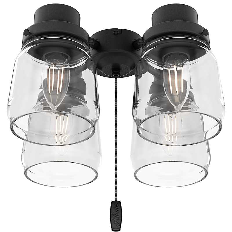 4-Light Black Ceiling Fan Fitter LED Light Kit