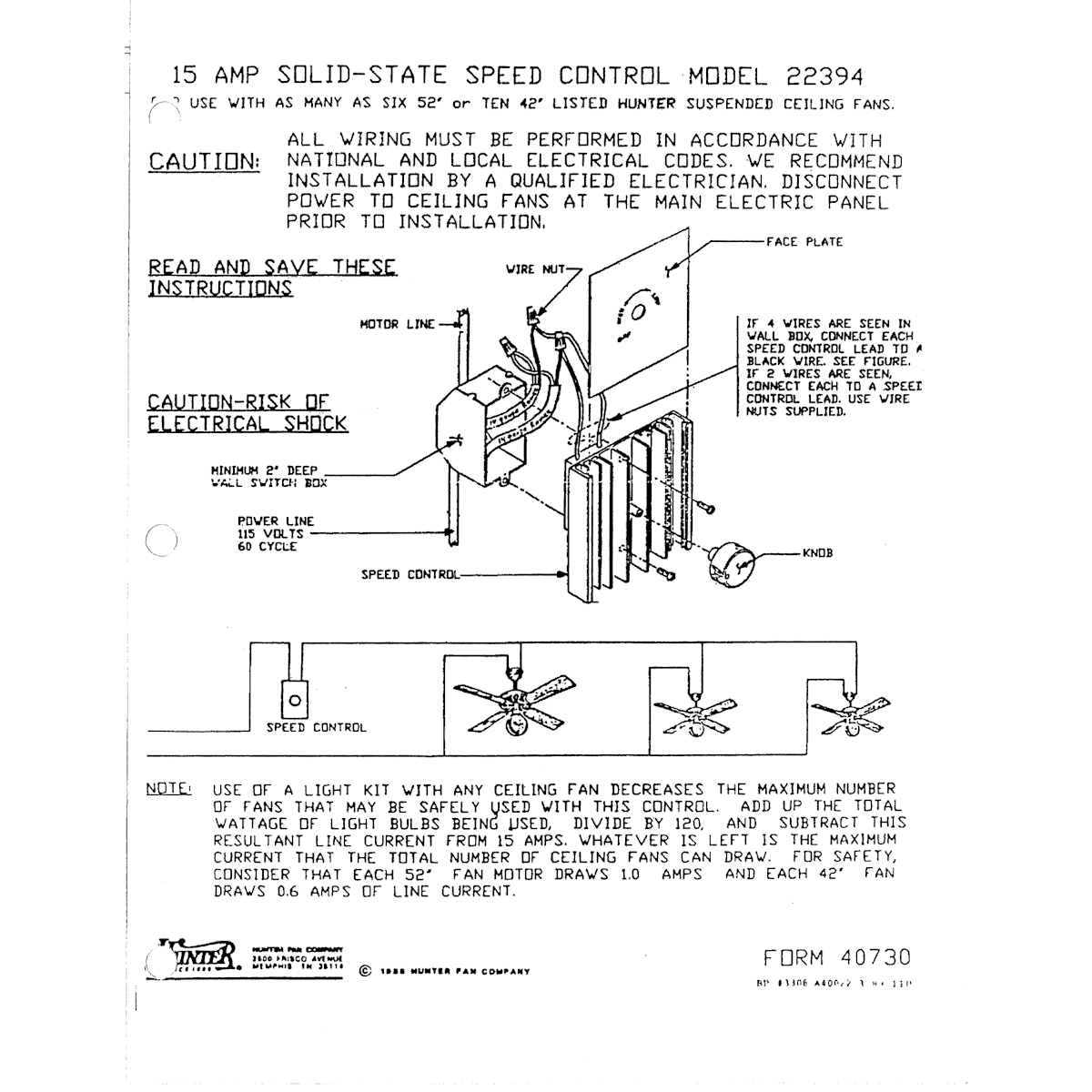 BRAND NEW Hunter 26591 Universal Wall Mount Fan Light Control Ceiling