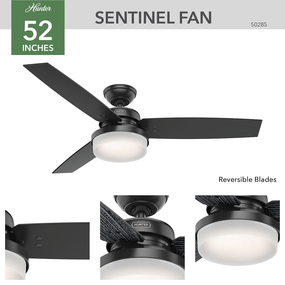 Hunter Fan 52 inch Contemporary Brushed Slate Indoor Ceiling Fan with Light Kit