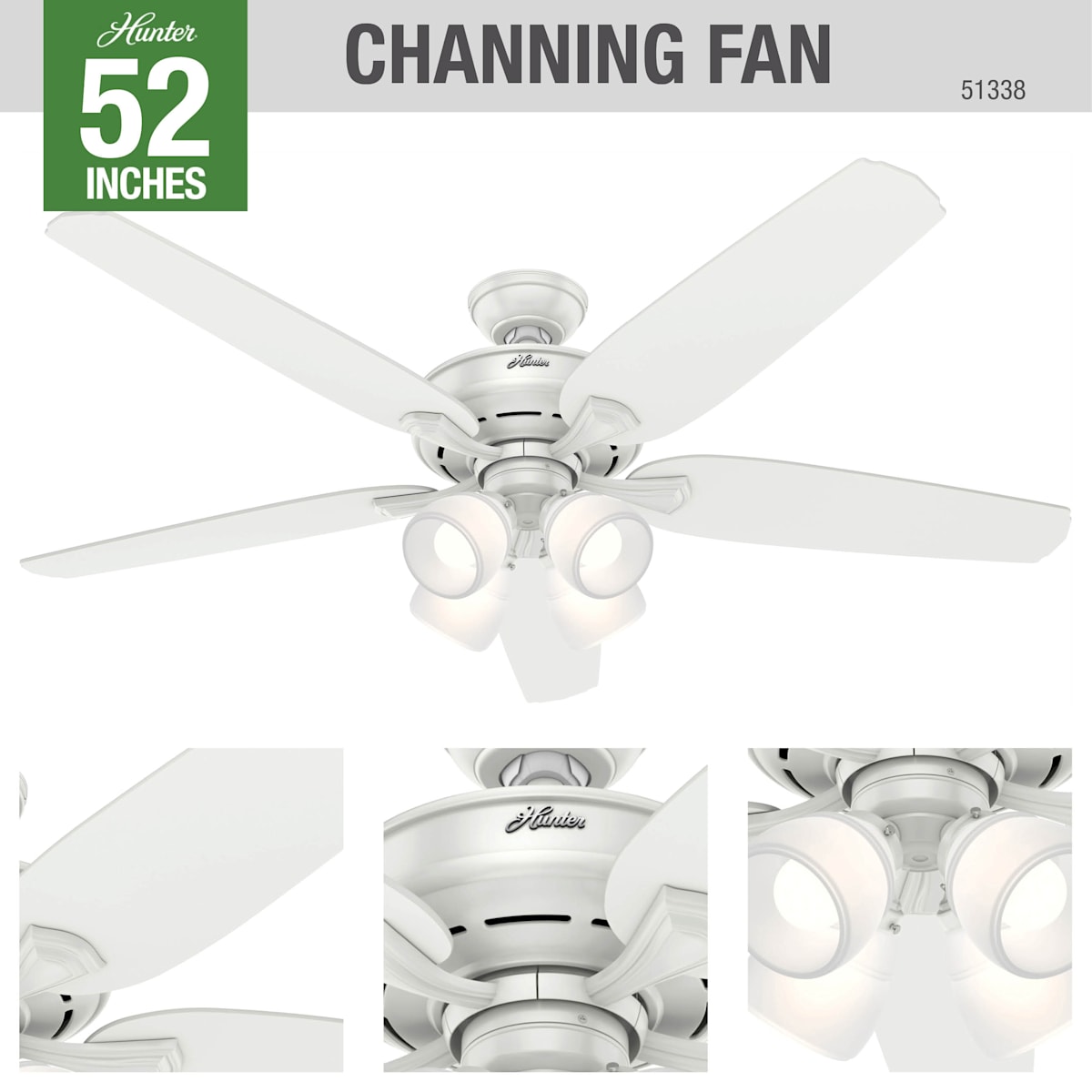 52070 Hunter Channing 52 in Indoor New Bronze Ceiling Fan Home & Garden
