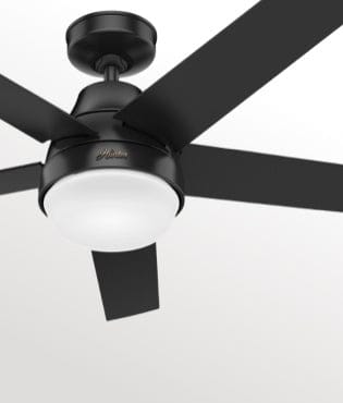 Aerodyne ceiling fan in matte black finish