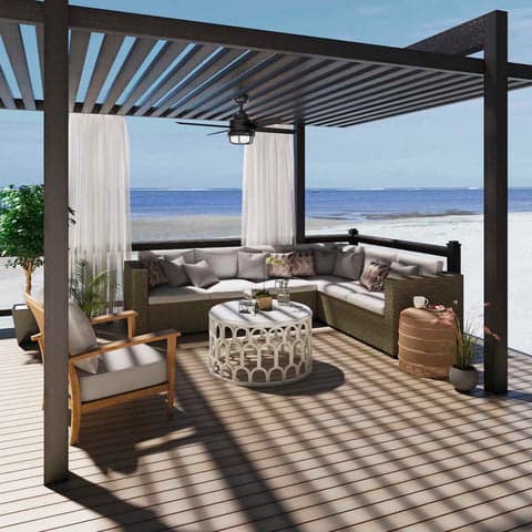 Sleek Modern Matte Black Searow in beautiful outdoor setting