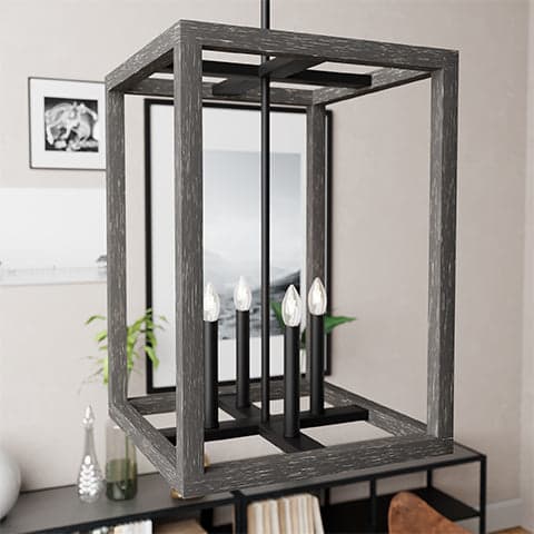 Hunter's Squire Manor 4-Light Pendant in Matte Black