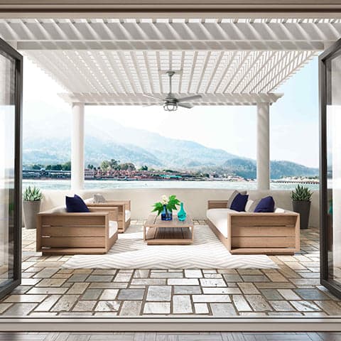 Hunter outdoor Pergola patio coastal modern backyward Searow Ceiling Fan