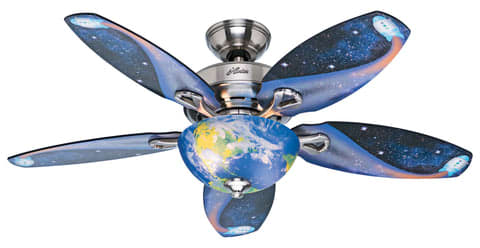 Hunter Space rocket stars discovery ceiling fan in a kids room