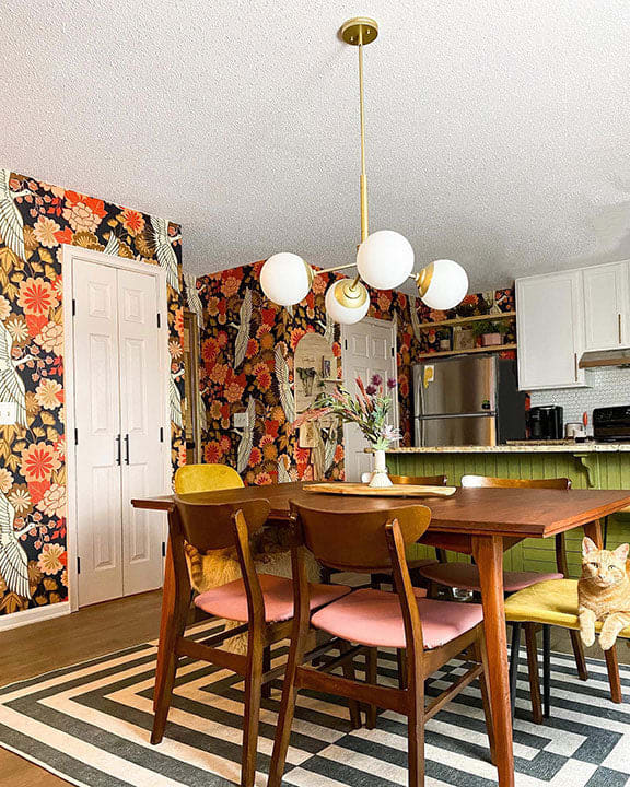 Hepburn Chandelier in an art-deco dining room