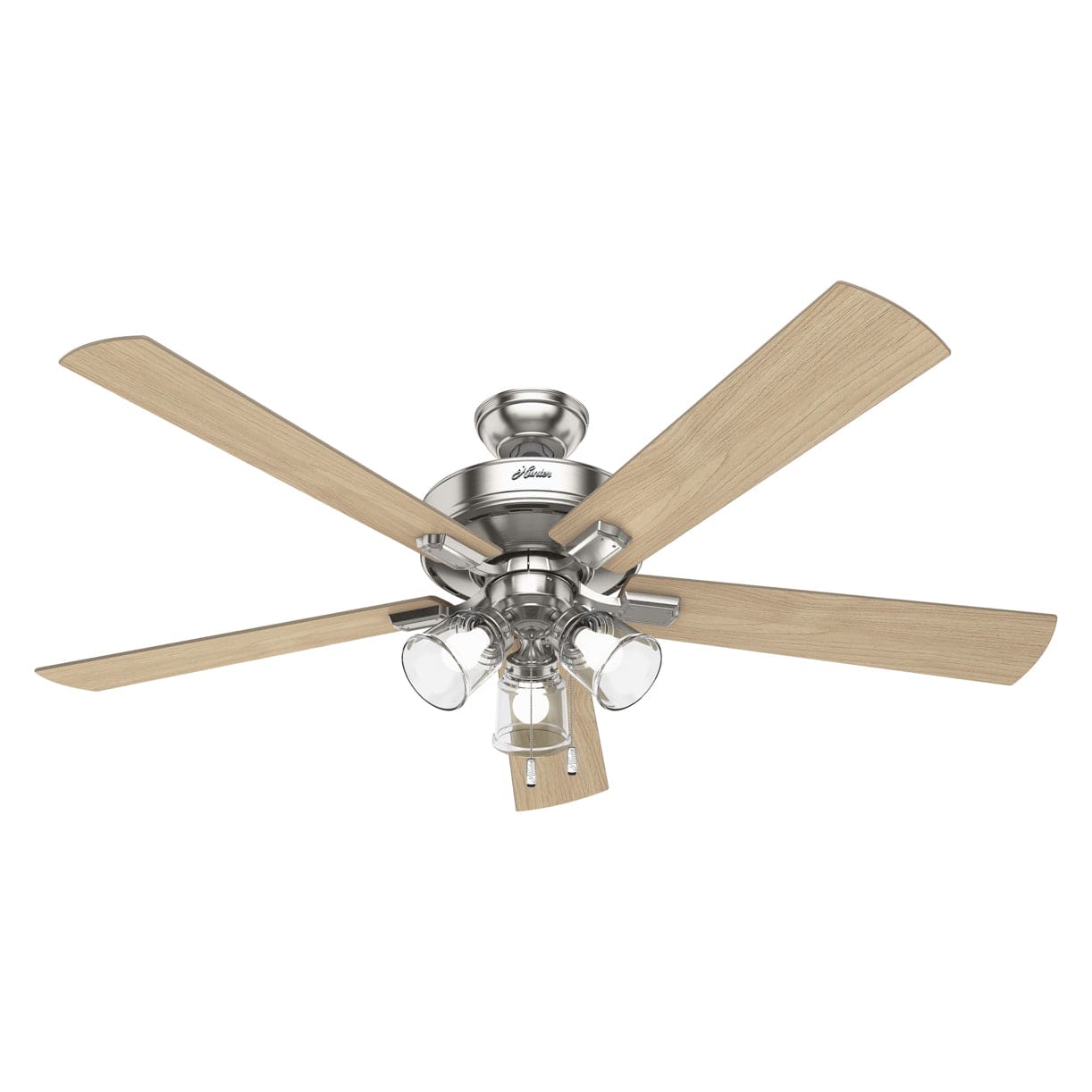 Crestfield ceiling fan in brushed nickel finish