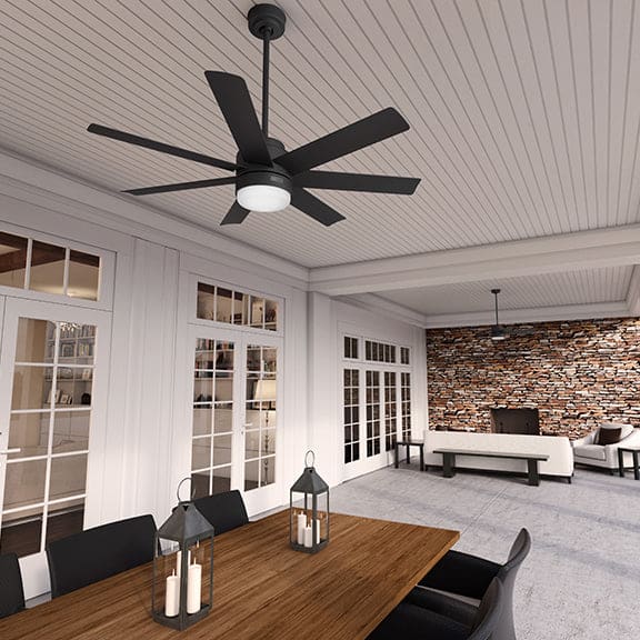 Brazos Outdoor ceiling fan with LED light in matte black finish