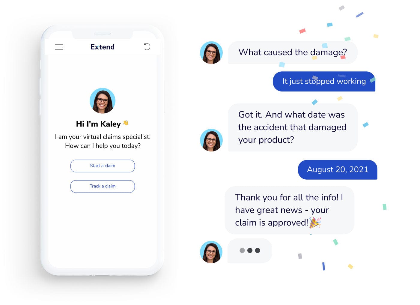 customer chat with Extend virtual agent