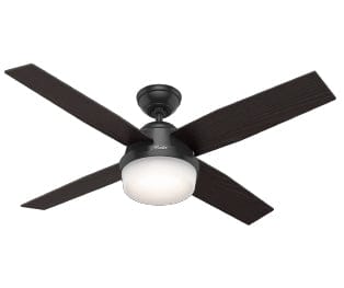 Hunter Dempsey small nickel ceiling fan with light and remote