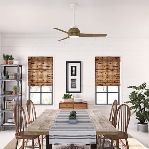 Lakemont midcentury modern ceiling fan in modern dining room