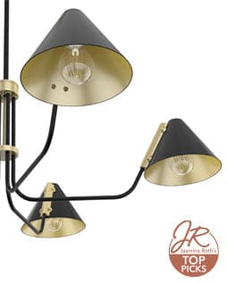 Grove Isle chandelier in matte black and modern brass finish