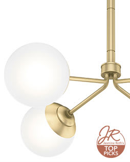 Hepburn chandelier in a modern brass finish