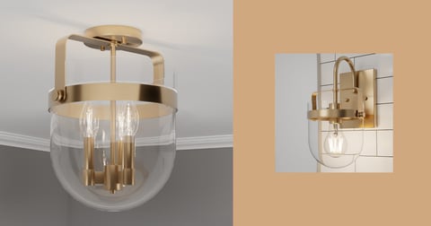 Karloff Flush Mount and sconce in Alturas Gold