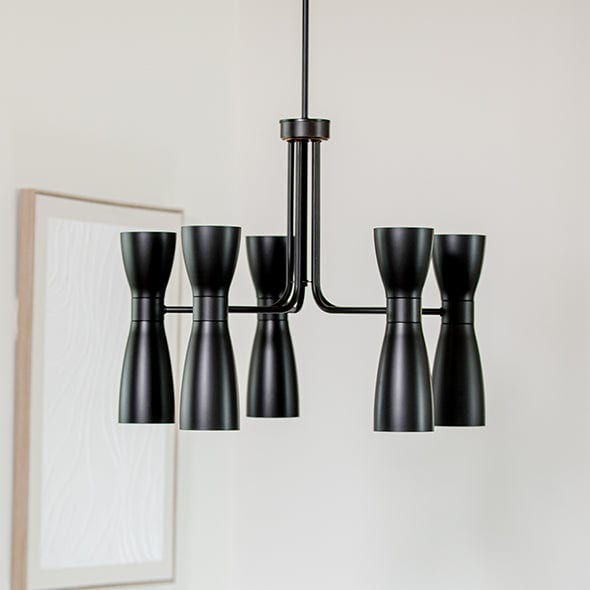 Zola Up and Down Chandelier in matte black finish.