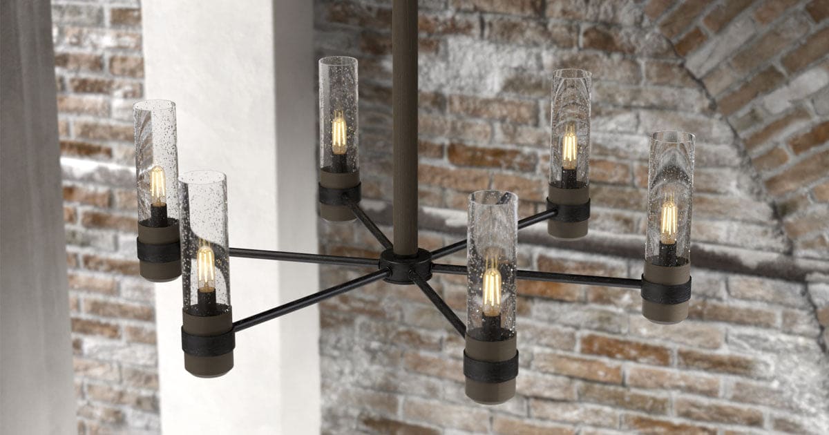 Rivermill chandelier in Rustic Iron - French Oak