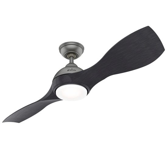 Milstream ceiling fan in matte silver finish with black blades