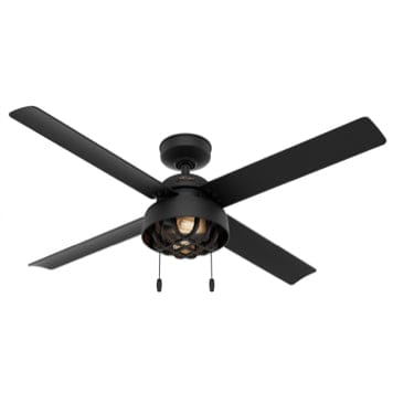 Ventilador de techo resistente a la humedad Spring Mill para espacios exteriores cubiertos en acabado negro mate