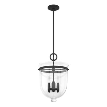 Belltown 4 Light Pendant Lighting Hunter Natural Black Iron - Clear 
