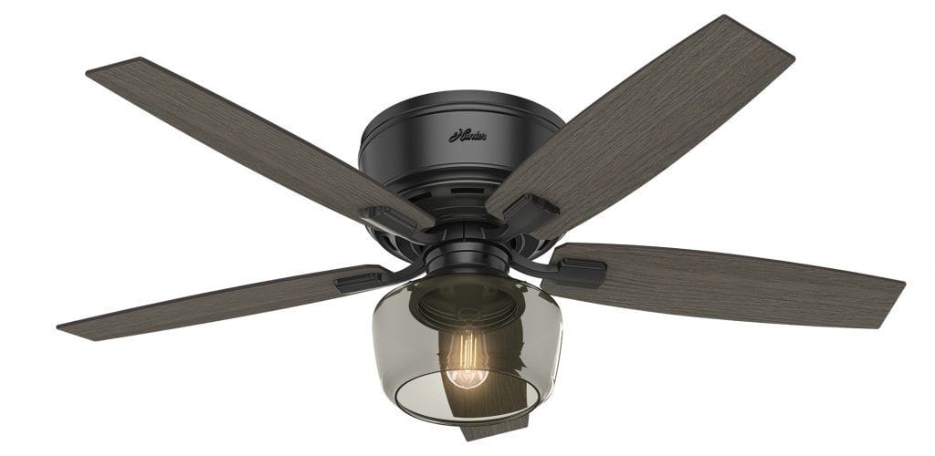 Bennett Hunter black low profile ceiling fan with Edison LED light