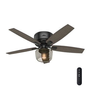 Bennett Low Profile Smoked with Light 52 inch Ceiling Fans Hunter Matte Black - Greyed Walnut 