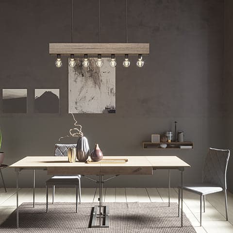 Donelson Liniar rustic chandelier in modern dining room for home lighting