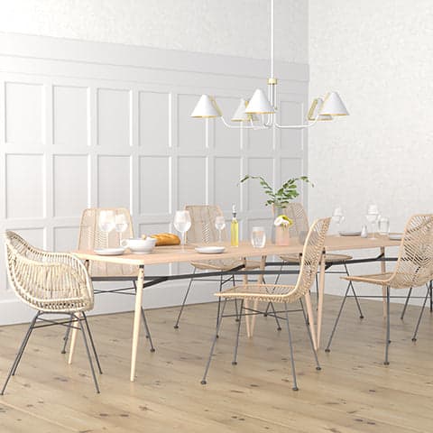 Grove Isle Round modern chandelier in modern dining room