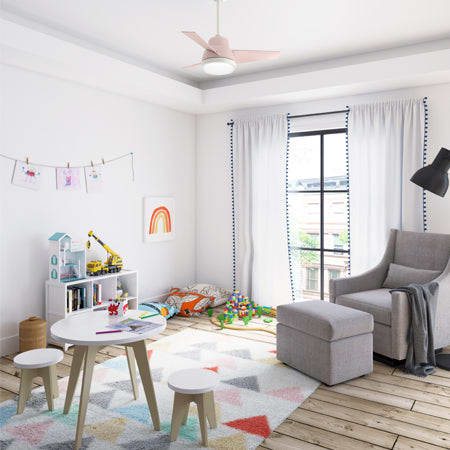 Valda pink ceiling fan in kids room