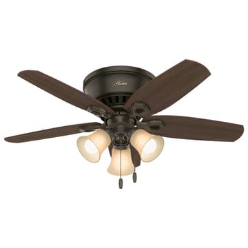 Builder Low Profile Toffee with 3 Lights 42 inch Ceiling Fans Hunter New Bronze - Brazilian Cherry 