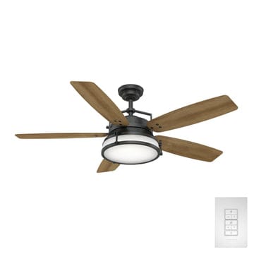 Caneel Bay Outdoor with LED Light 56 inch Ceiling Fans Casablanca Aged Steel - White Washed Oak 