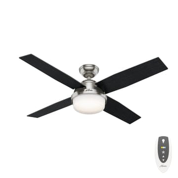 Dempsey with Tunable White LED Light 52 Inch Ceiling Fans Hunter Brushed Nickel - Black Oak 