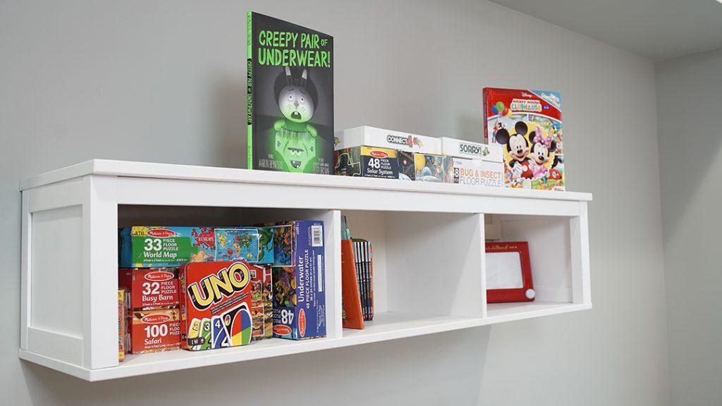 white floating shelf