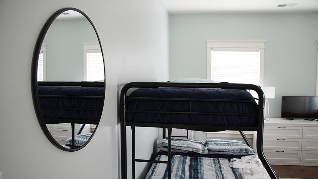close up of the mirror in one of the bedrooms