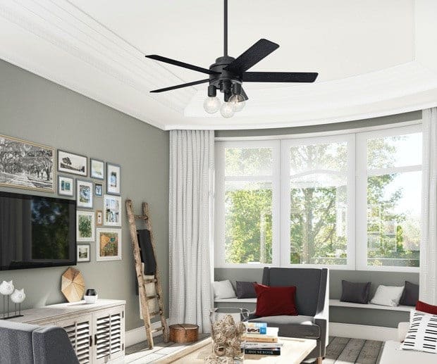 Hardwick ceiling fan with lights in living room