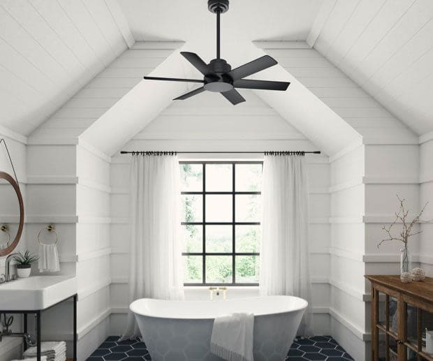 Kennicott ceiling fan without lights in bathroom