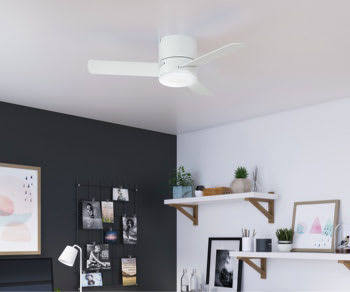 Low profile ceiling fan in home office